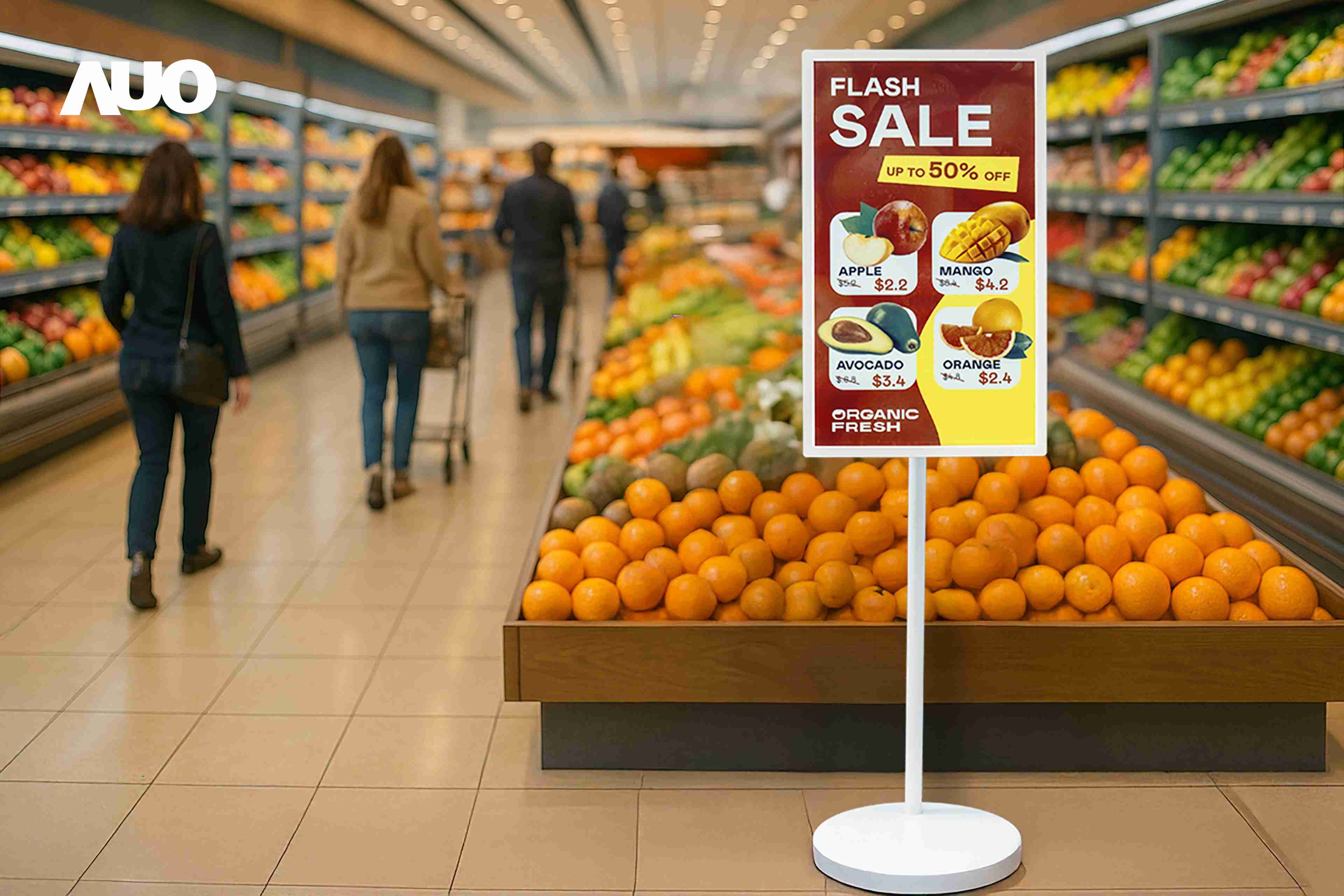 达擎首亮相低功耗、、、、全彩的〝aecoPost电子纸解决方案〞，，仅在更新画面时需要微量的电力驱动，，无需布建电线的便捷设计，，，使其可灵活应用、、随意置放，，，并可透过云端或行动装置app，，轻松管理及排程广告内容，，，，晋升店头营销利器。。。。